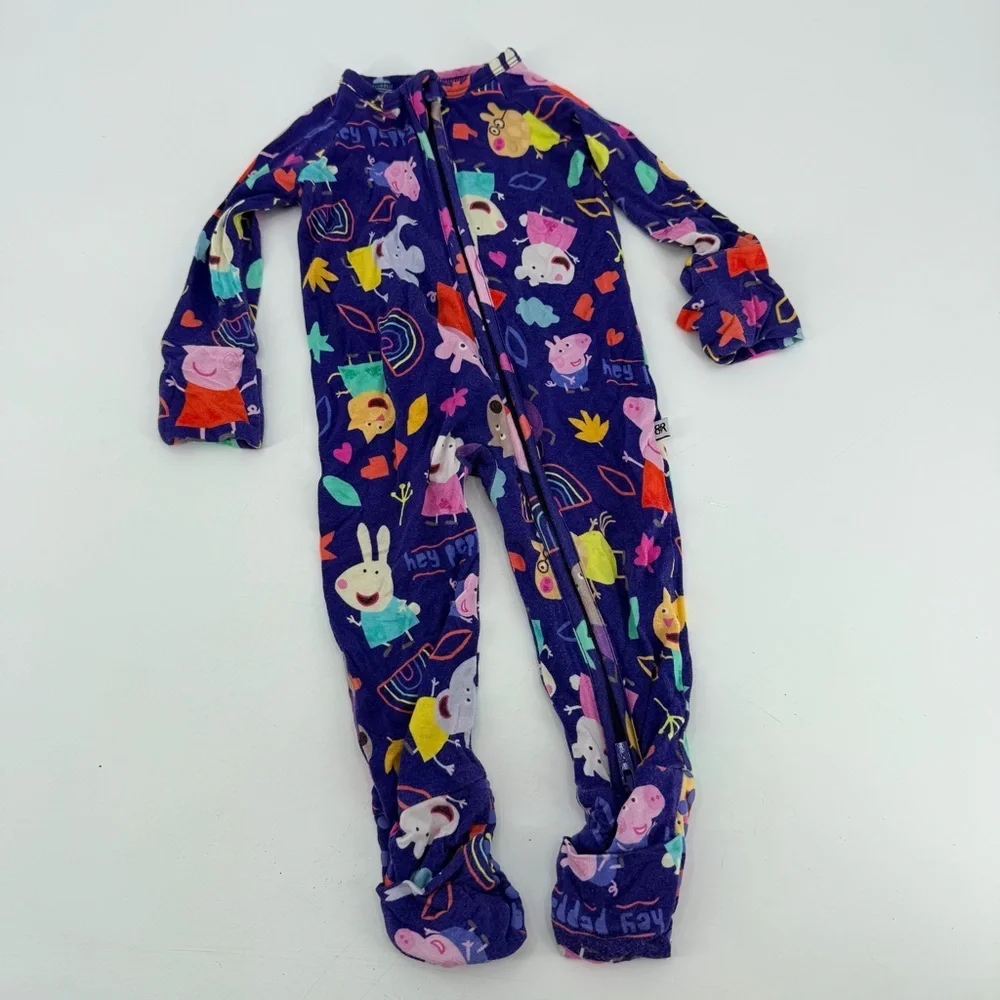 Bums & Roses Peppa Pig Zippy Zip Up Sleeper Bamboo Pajamas 0-3 months